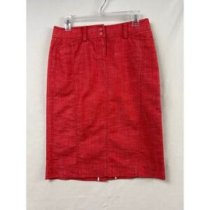 J.Crew Pencil Skirt Women Petite 4 Red Excellent Cotton Blend Textured